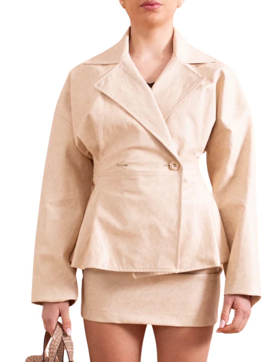 Giacca Haveone donna doppiopetto color burro