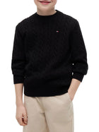 Maglia Tommy Hilfiger ragazzo cotton cable nero