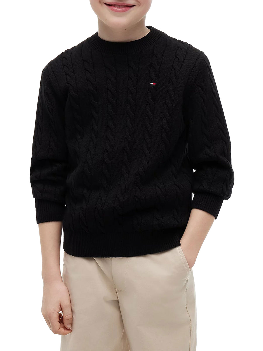 Maglia Tommy Hilfiger ragazzo cotton cable nero