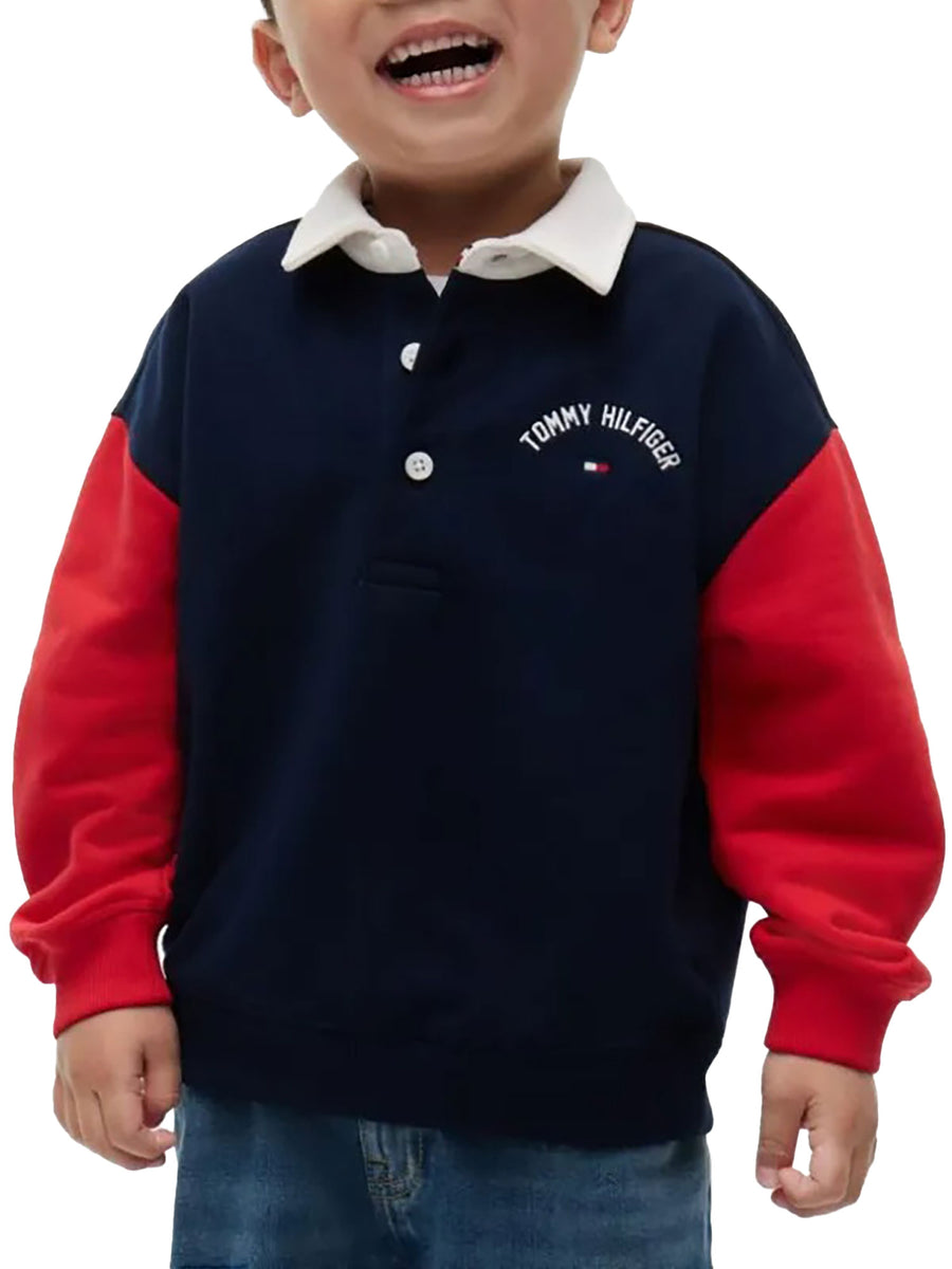 Felpa Tommy Hilfiger bambino rugby colorblock multicolor