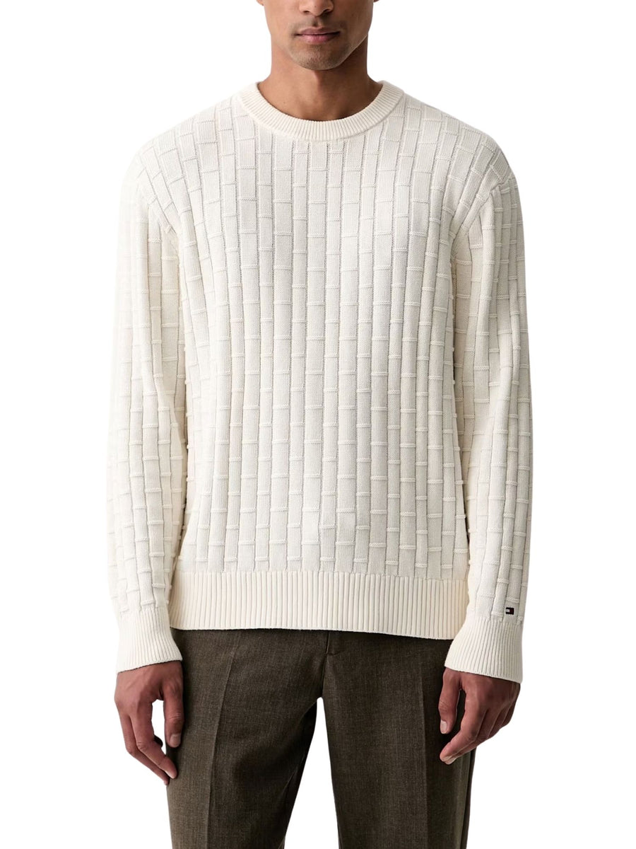 Maglia Tommy Hilfiger uomo girocollo mock cable avorio