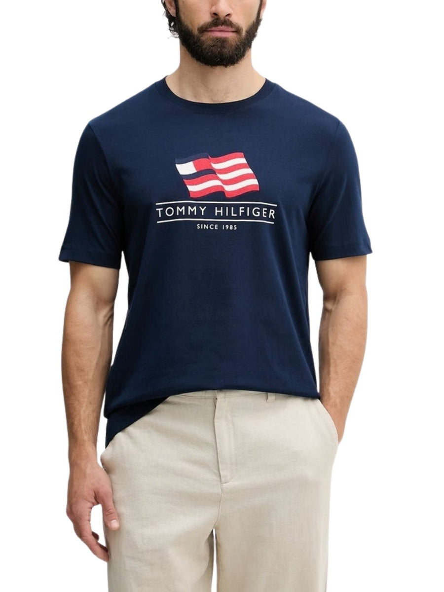 T-shirt Tommy Hilfiger uomo manica corta main flag blu