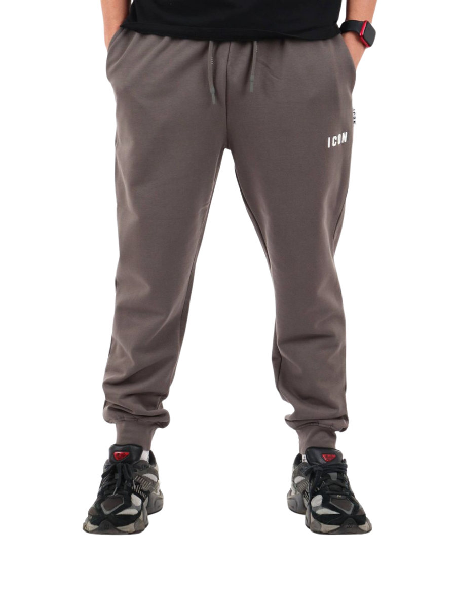 Pantalone felpa ICON uomo con mini logo color piombo