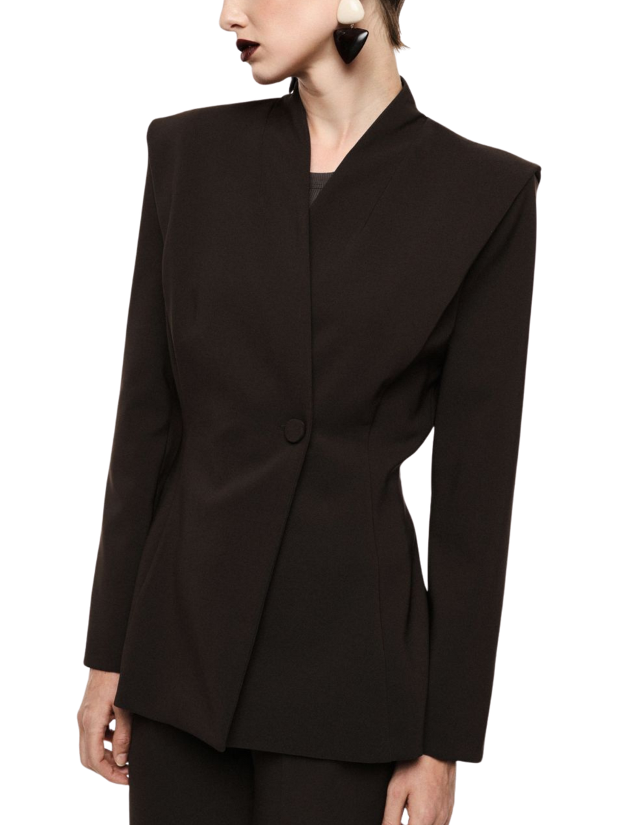 Giacca Imperial donna coreana doppiopetto marrone