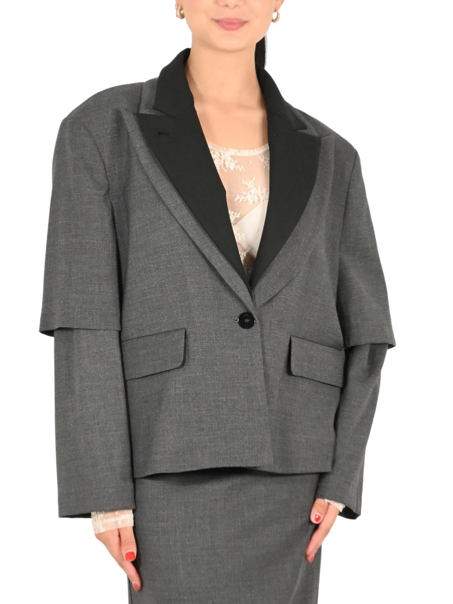 Giacca Imperial donna monopetto con pettorina tortora