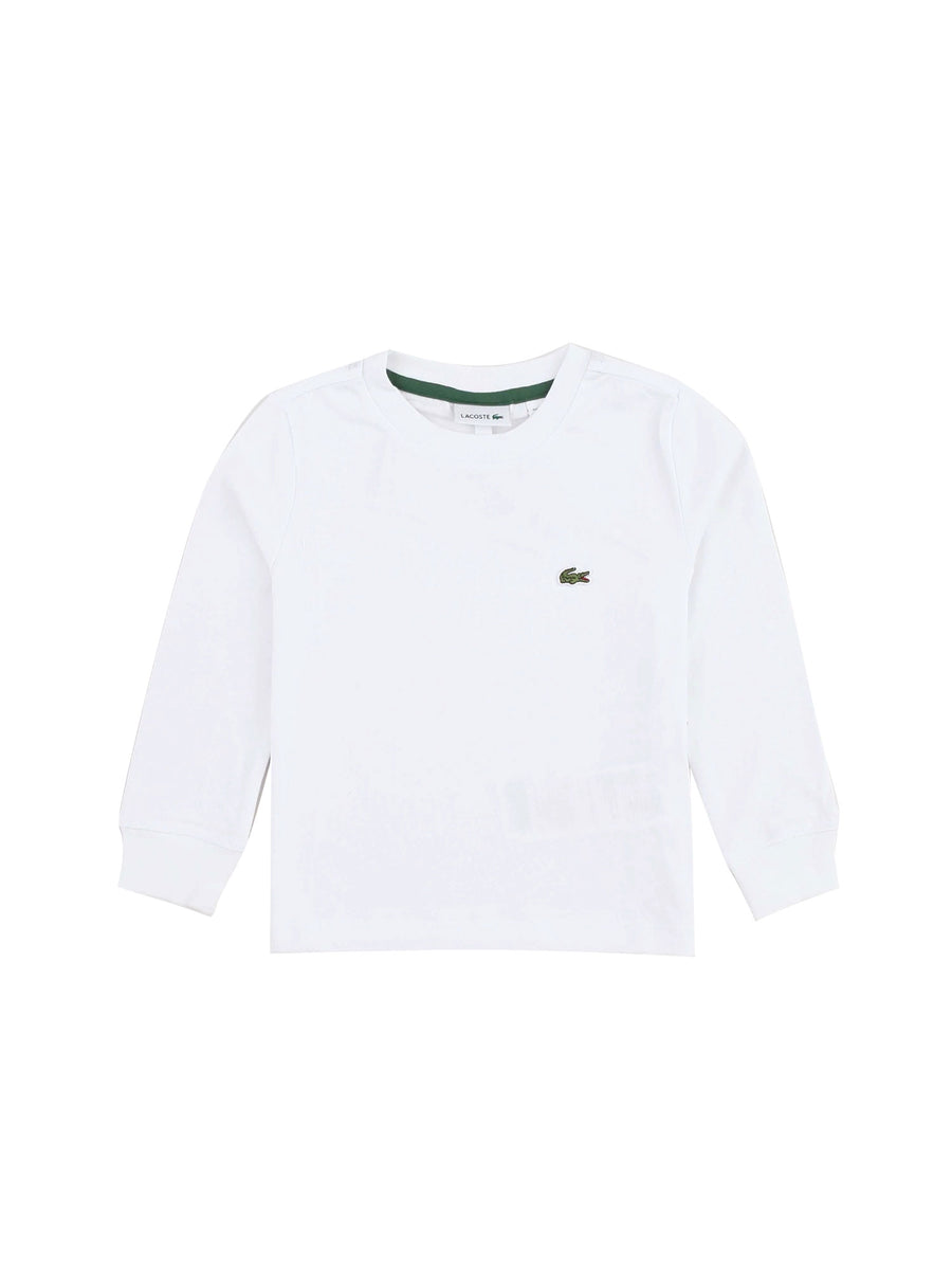 T-shirt Lacoste bambino manica lunga icon core bianco