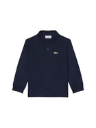 Polo Lacoste bambino manica lunga piquet blu
