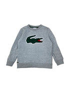 Felpa Lacoste bambino girocollo con maxi logo in piquet grigio
