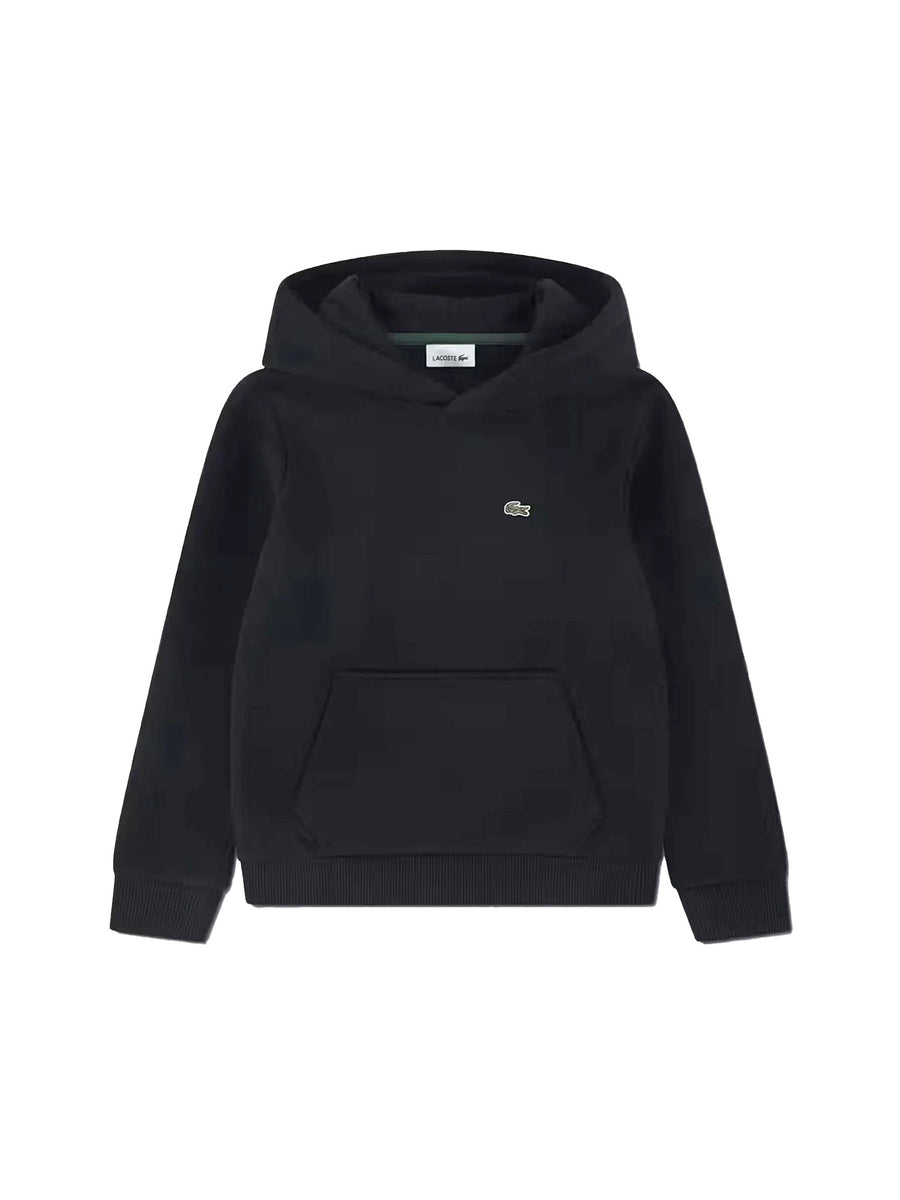 Felpa Lacoste ragazzo con cappuccio core nero