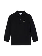 Polo Lacoste ragazzo manica lunga piquet nero