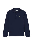Polo Lacoste ragazzo manica lunga piquet blu