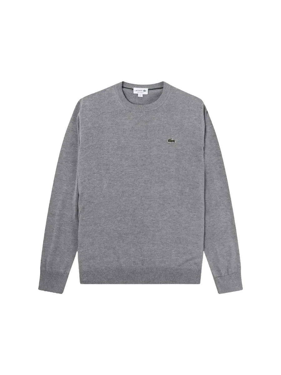 Maglia girocollo Lacoste uomo manica lunga cotone grigio chiaro