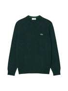 Maglia girocollo Lacoste uomo manica lunga misto lana verdone