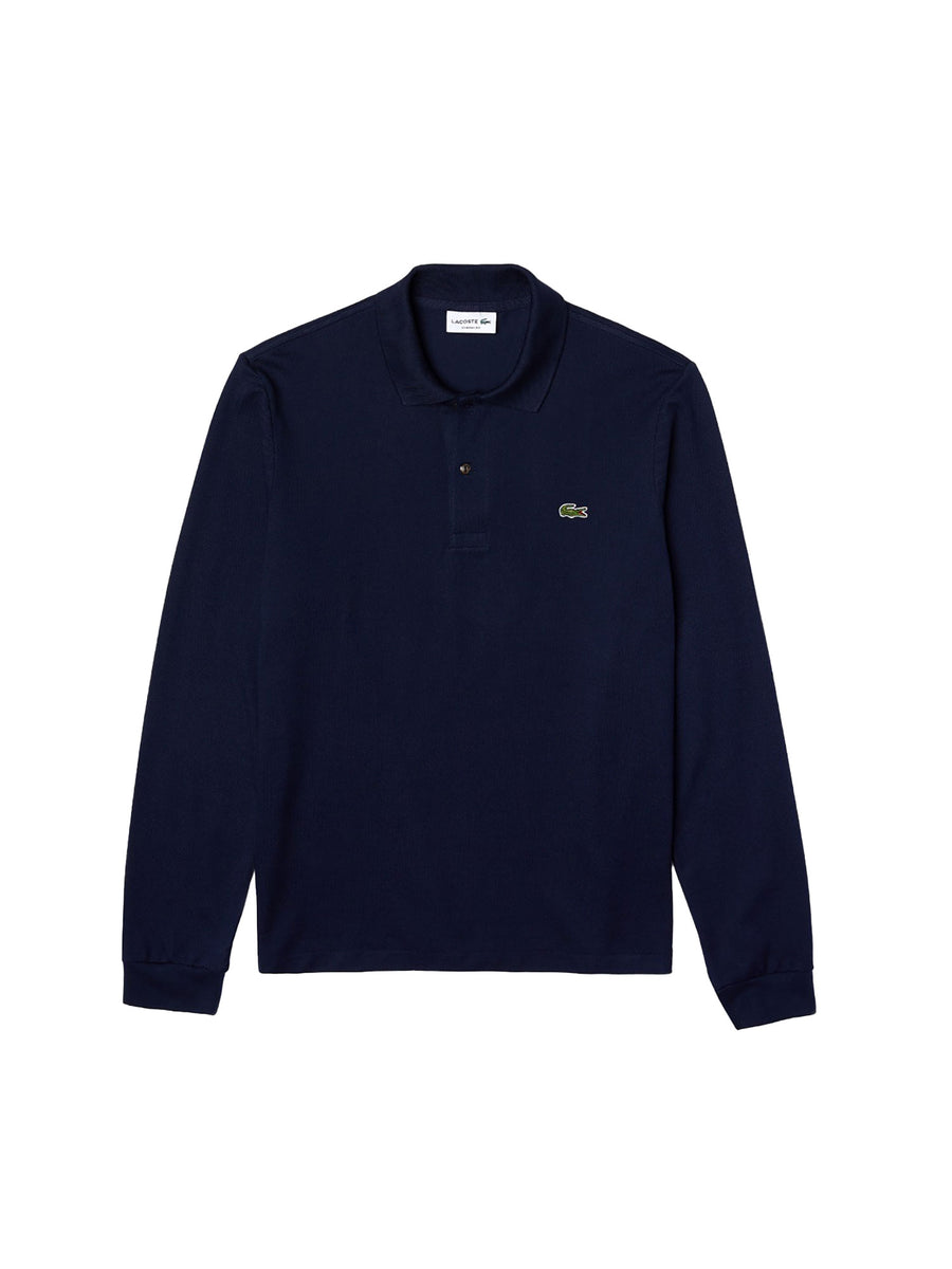 Polo Lacoste uomo manica lunga piquet blu