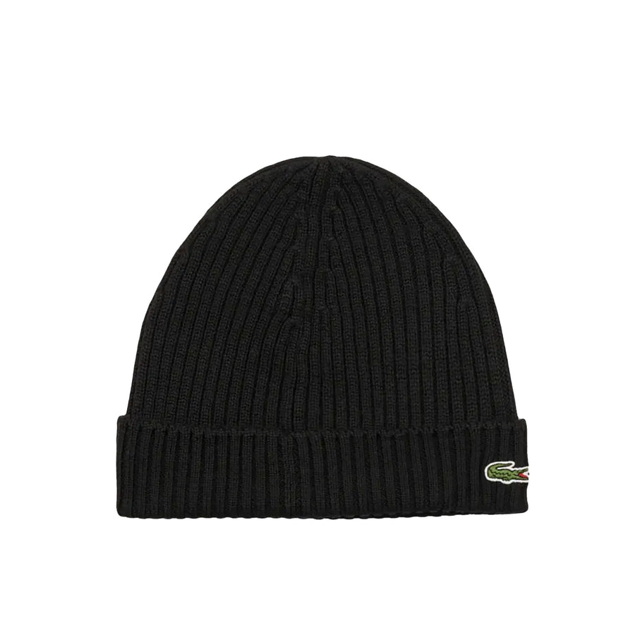 Cappello Lacoste uomo costine lana spazzolata nero