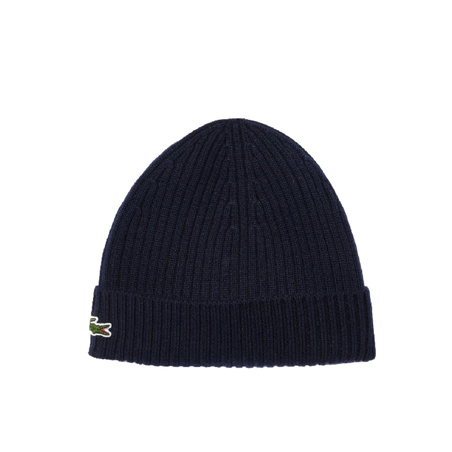 Cappello Lacoste uomo costine lana spazzolata blu