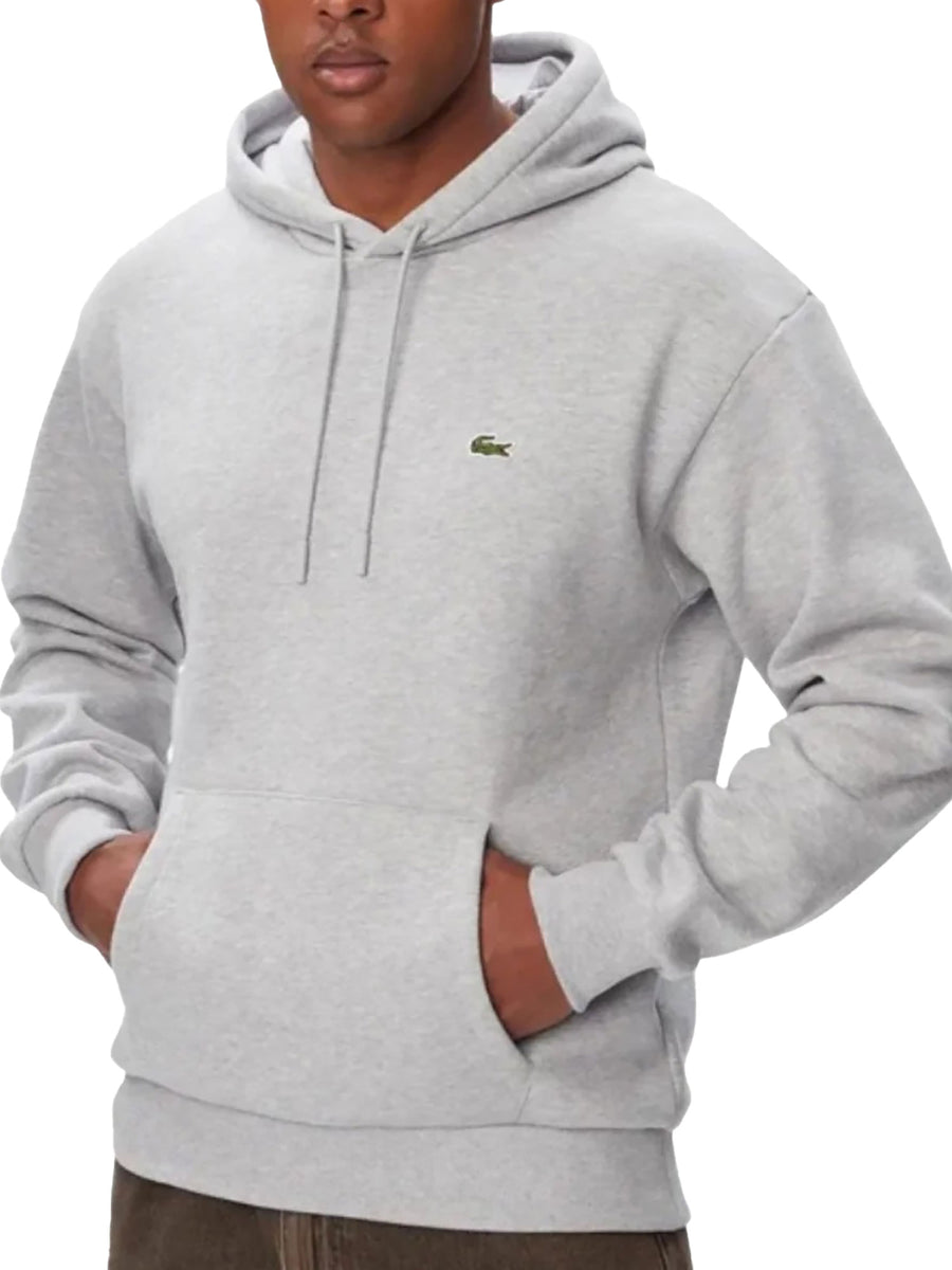 Felpa Lacoste uomo con cappuccio cotone grigio chiaro