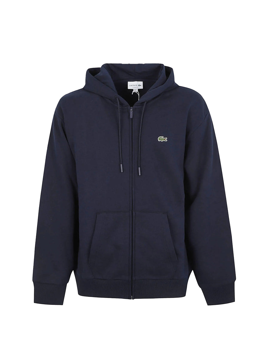 Felpa Lacoste uomo zip con cappuccio cotone blu