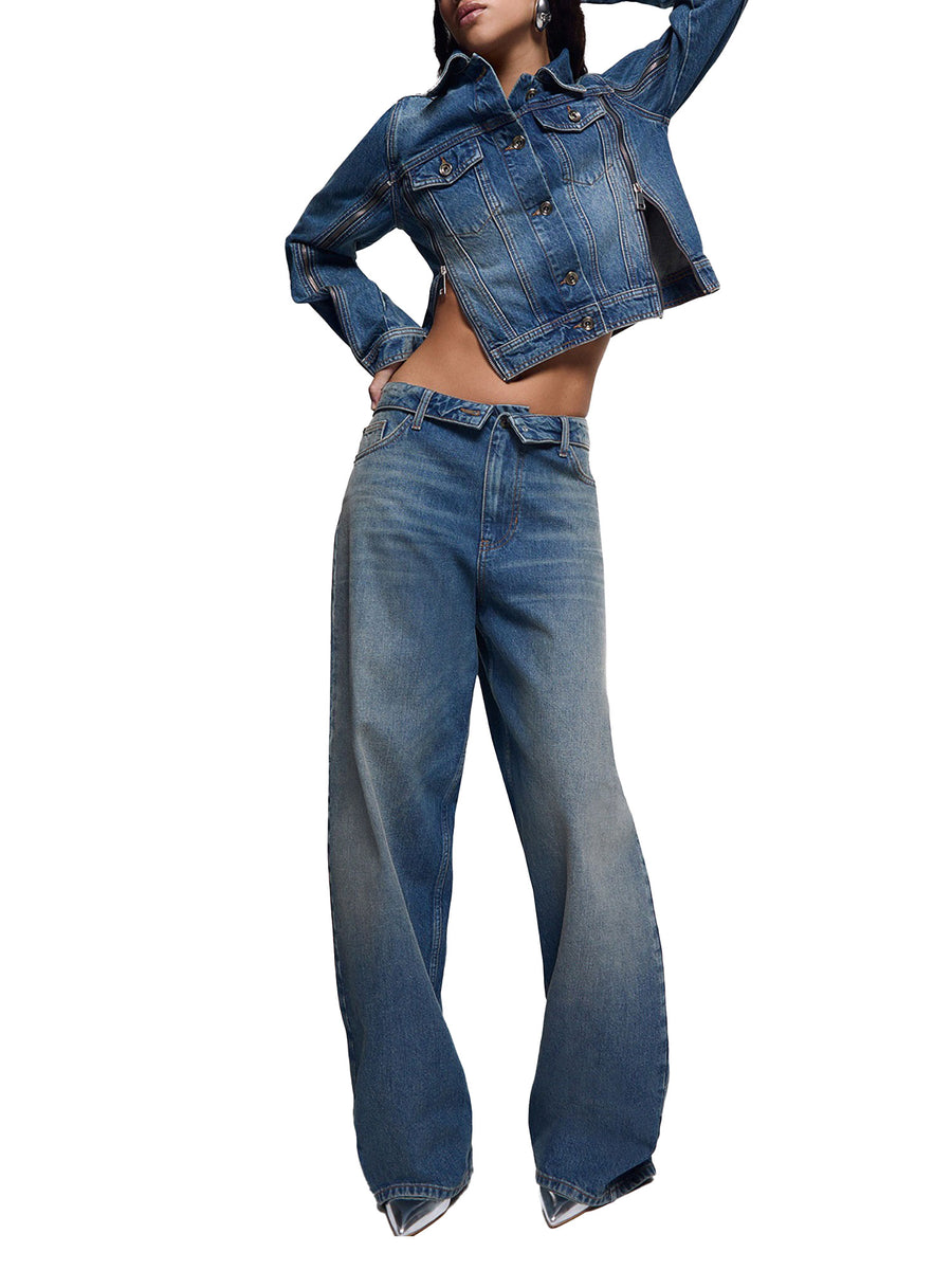 Jeans Liu Jo donna stretch con zip in denim vintage