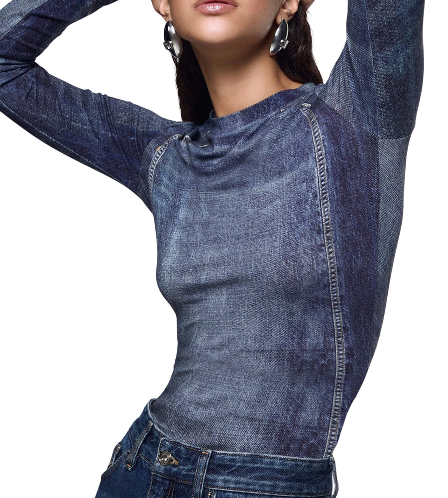 T-shirt Liu Jo donna manica lunga effetto denim