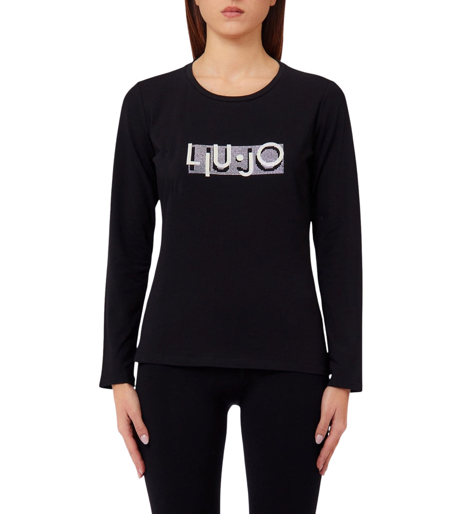 T-shirt Liu Jo Sport donna manica lunga con logo nero