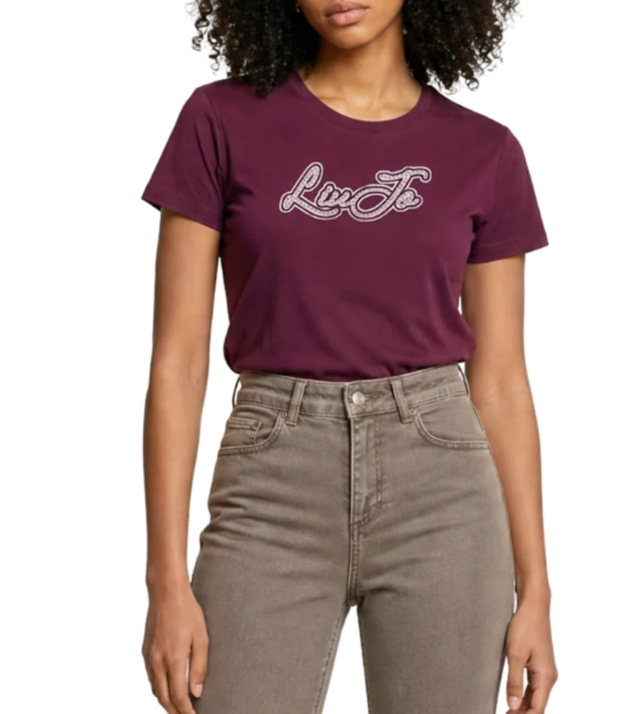 T-shirt Liu Jo Sport donna con logo bordeaux