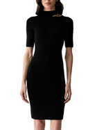 Abito con maniche corte mock neck modello Kaeda nero
