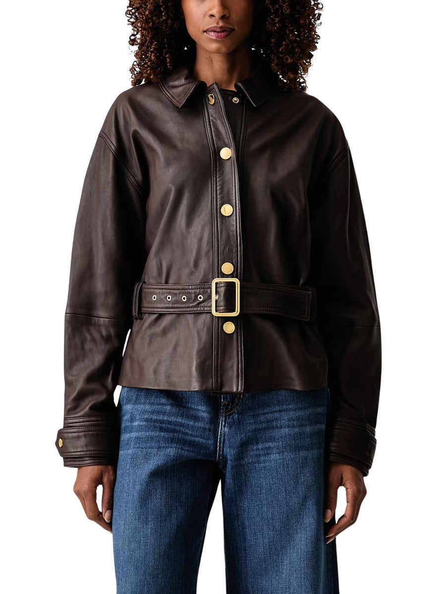 Giacca modello Zaira belted moro multi