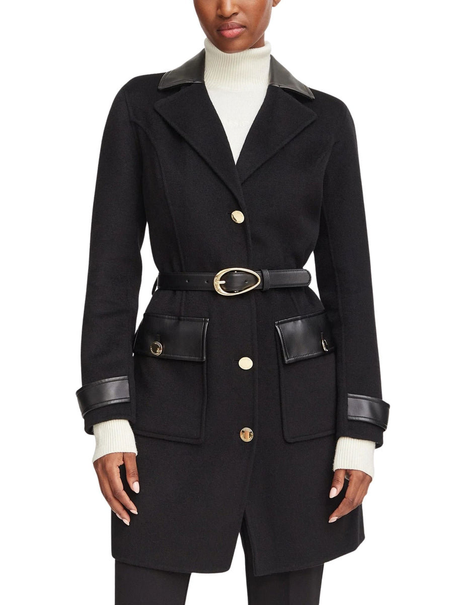 Cappotto corto modello Afira belted nero