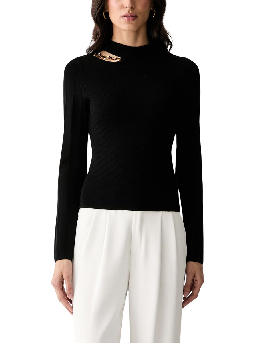 Mock neck con maniche lunghe modello Kaeda nero