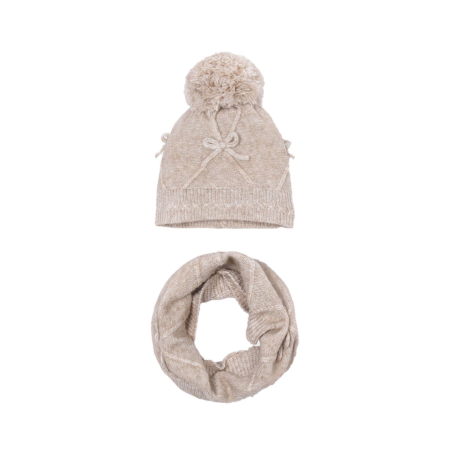 Set cappello e scalda collo Mayoral bambina flakes beige