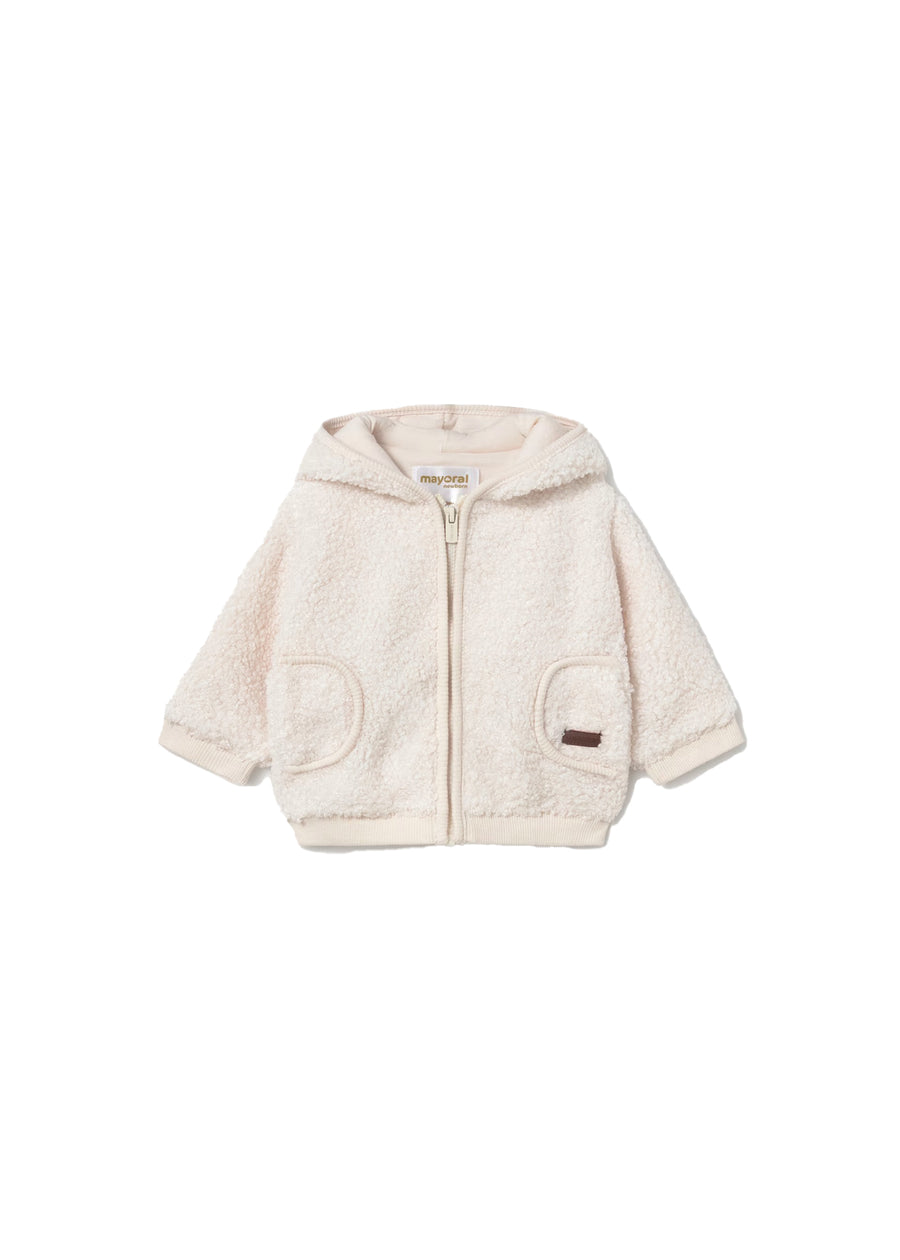 Felpa Mayoral neonato con zip e cappuccio canguro ceramica