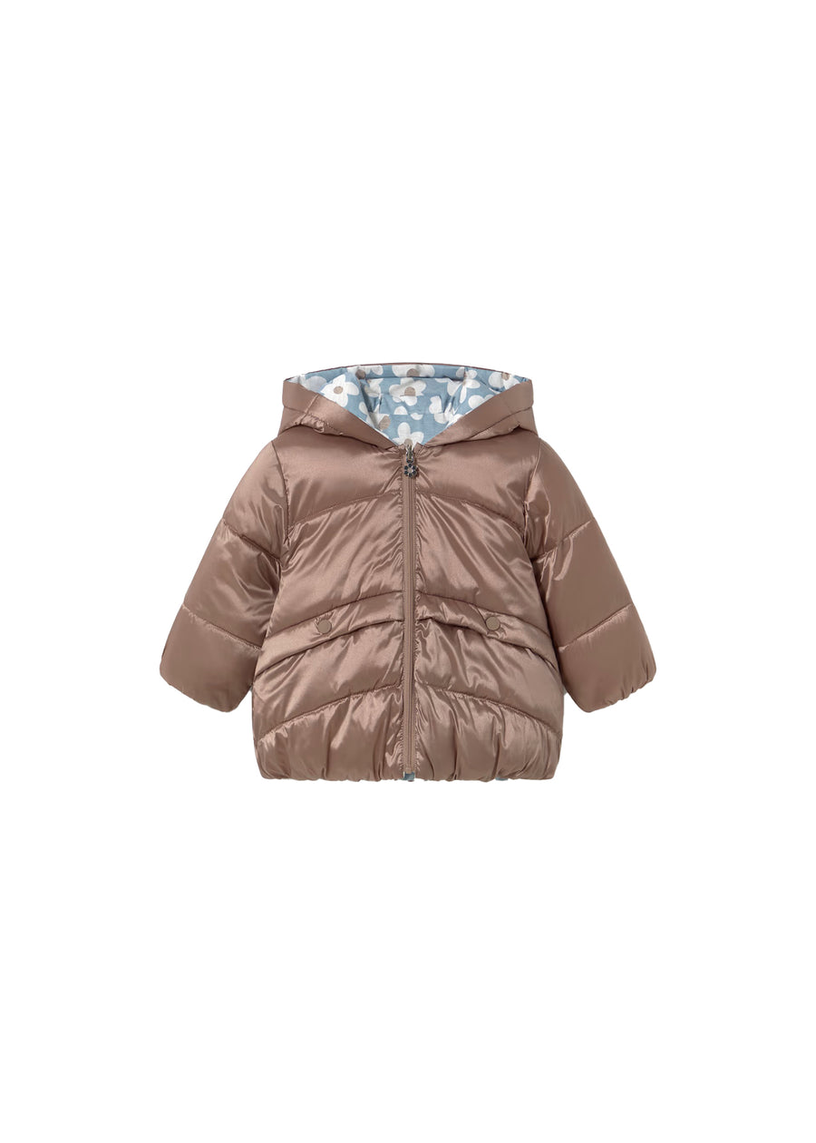 Piumino Mayoral neonata reversibile con zip e cappuccio colibrì