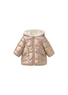 Piumino Mayoral neonata reversibile con zip e cappuccio bronzo