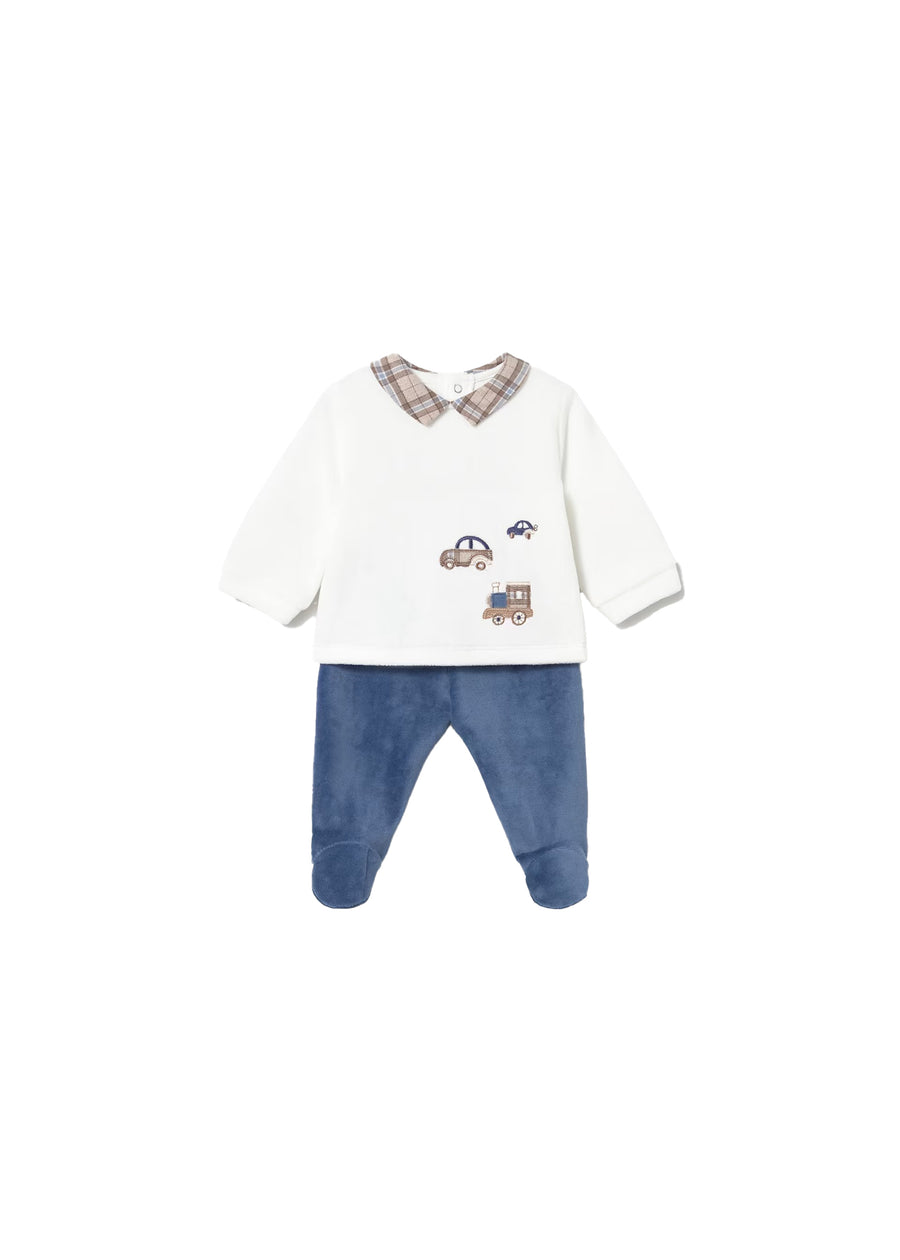 Completo Mayoral neonato maglia e ghettina in ciniglia blueberry