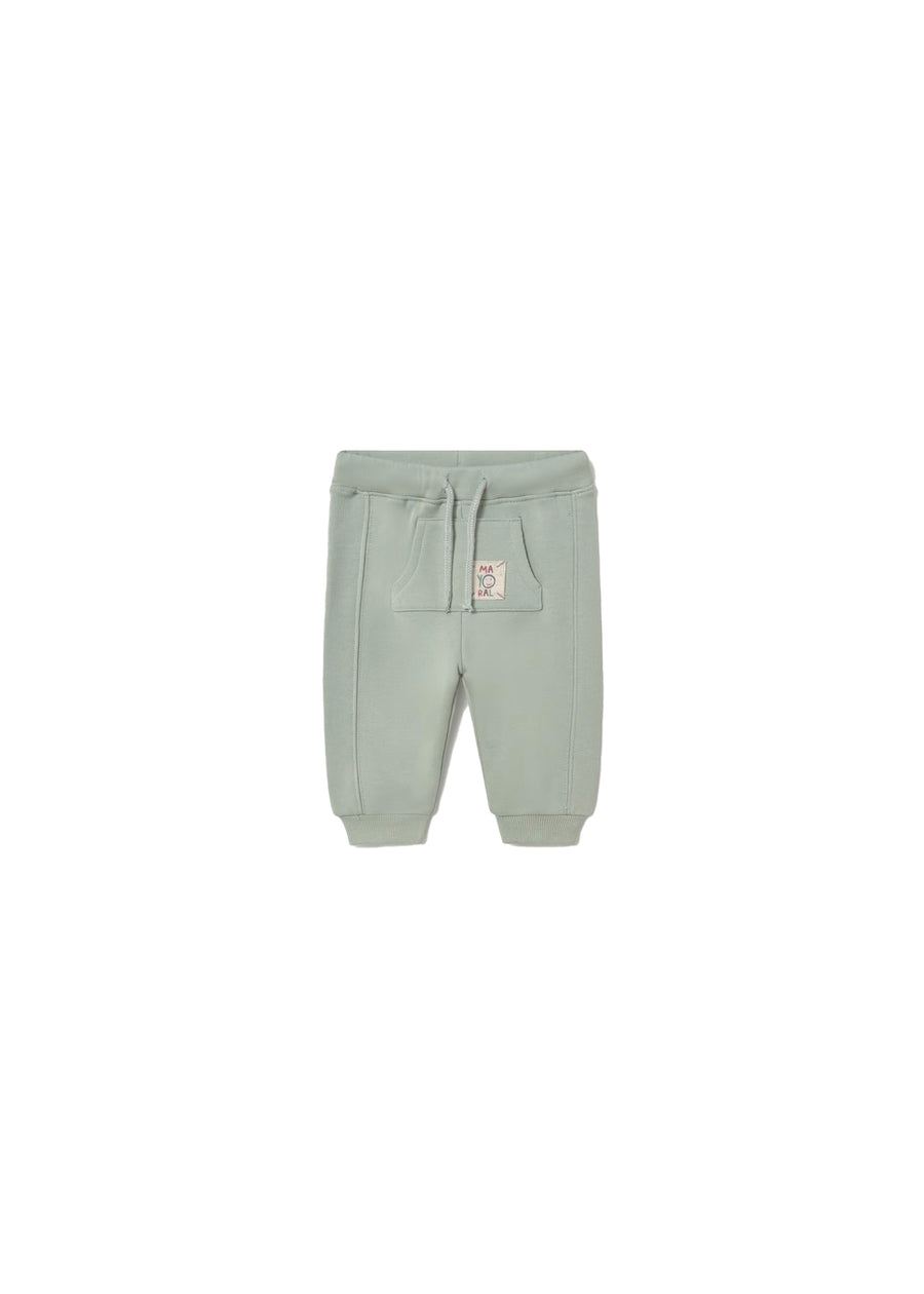 Pantalone Mayoral neonato in felpa con coulisse verde chiaro
