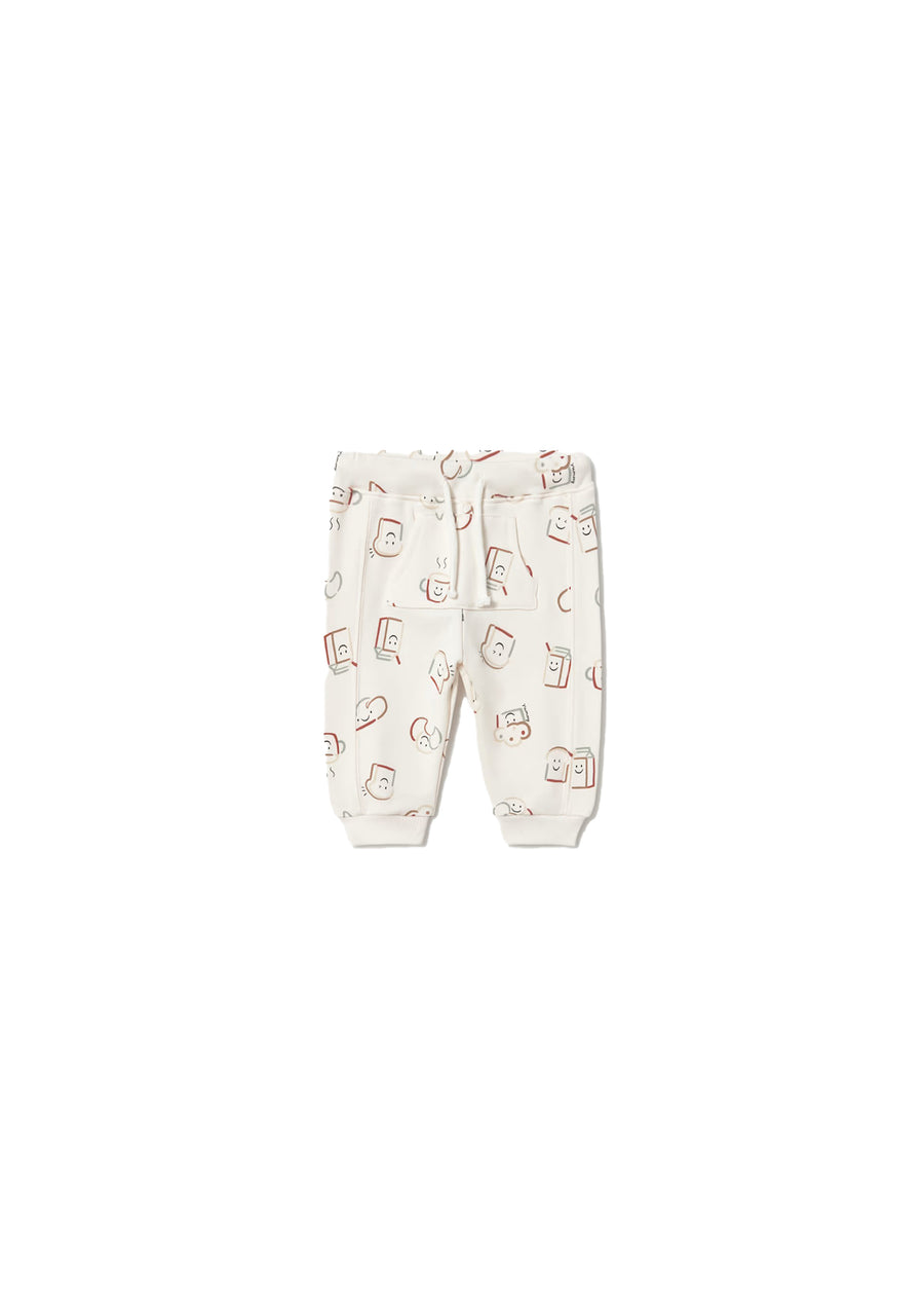 Pantalone Mayoral neonato in felpa con coulisse stampa allover food multicolor