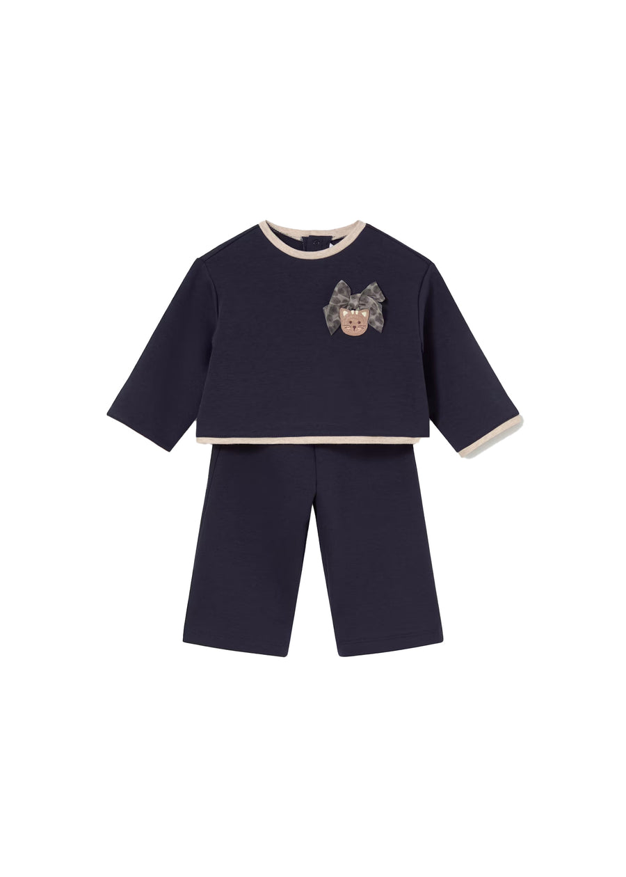 Tuta Mayoral neonata in felpa cat blu