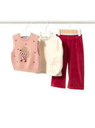 Completo Mayoral neonata gilet, t-shirt e pantalone vinaccia