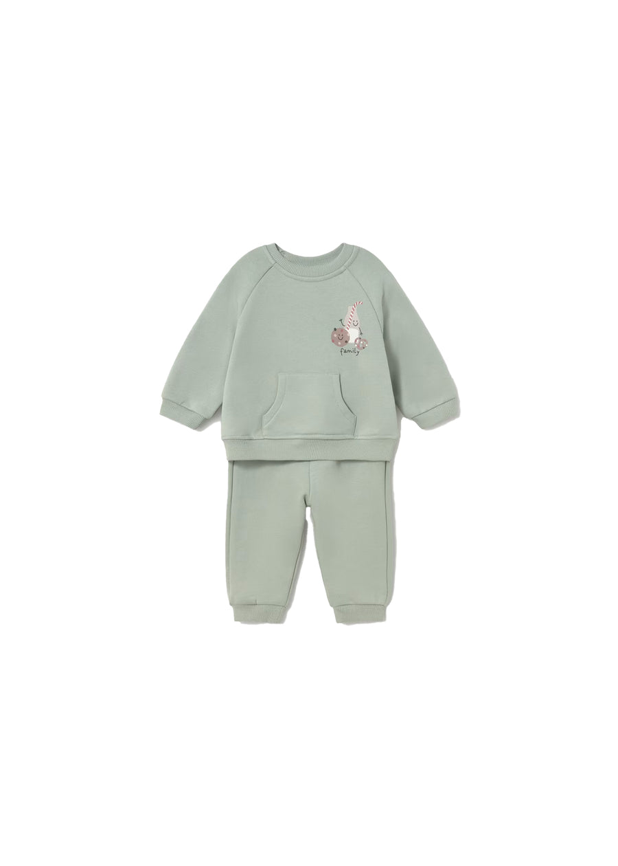Tuta Mayoral neonata in felpa basic verde chiaro