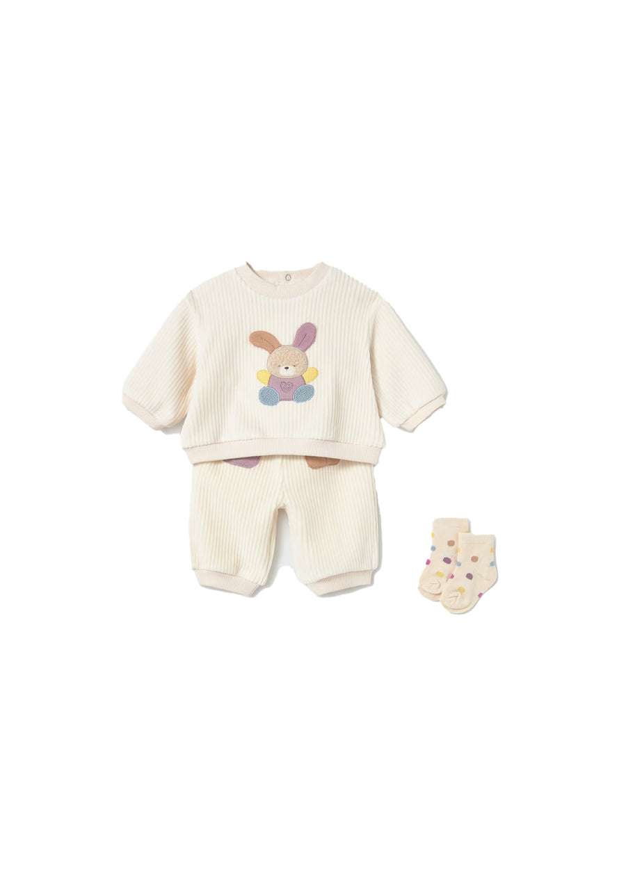 Completo Mayoral neonata felpa, pantalone e calzini ceramica