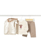 Completo Mayoral neonata smanicato, felpa e pantalone mandorla