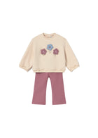 Completo Mayoral neonata felpa e leggings flower viola