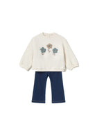 Completo Mayoral neonata felpa e leggings flower soia