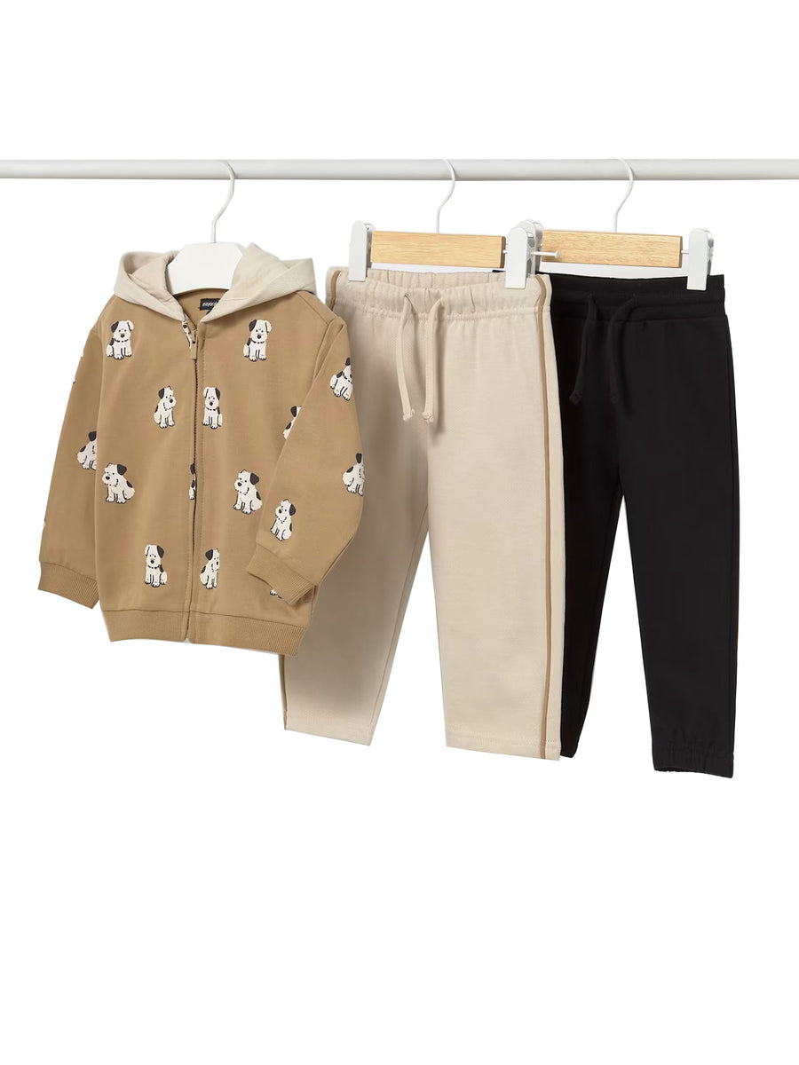 Completo Mayoral neonato felpa e due pantaloni biscotto