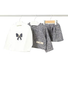 Completo Mayoral neonata giacca, t-shirt e gonna in tweed blu