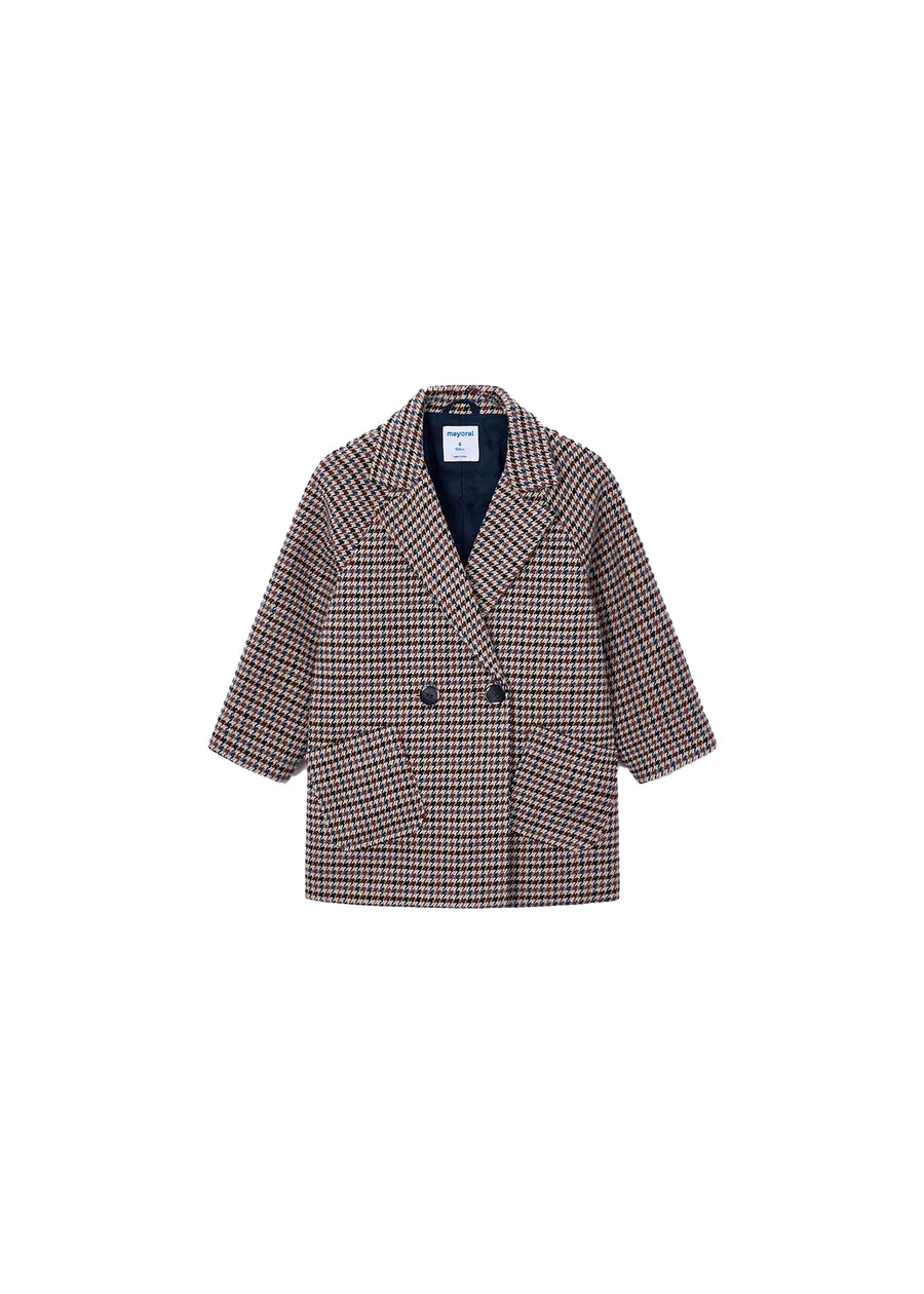 Cappotto Mayoral bambina doppiopetto pied de poule cannella