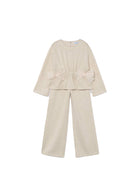 Completo Mayoral bambina maglia e pantalone beige