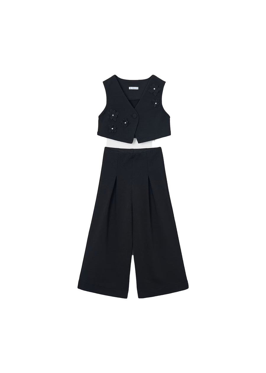 Completo Mayoral bambina gilet e pantalone nero