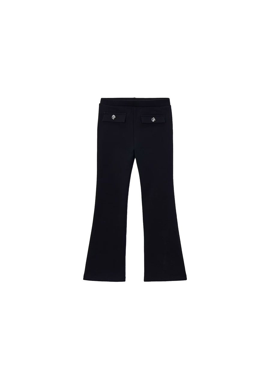 Leggings Mayoral bambina in felpa flare nero